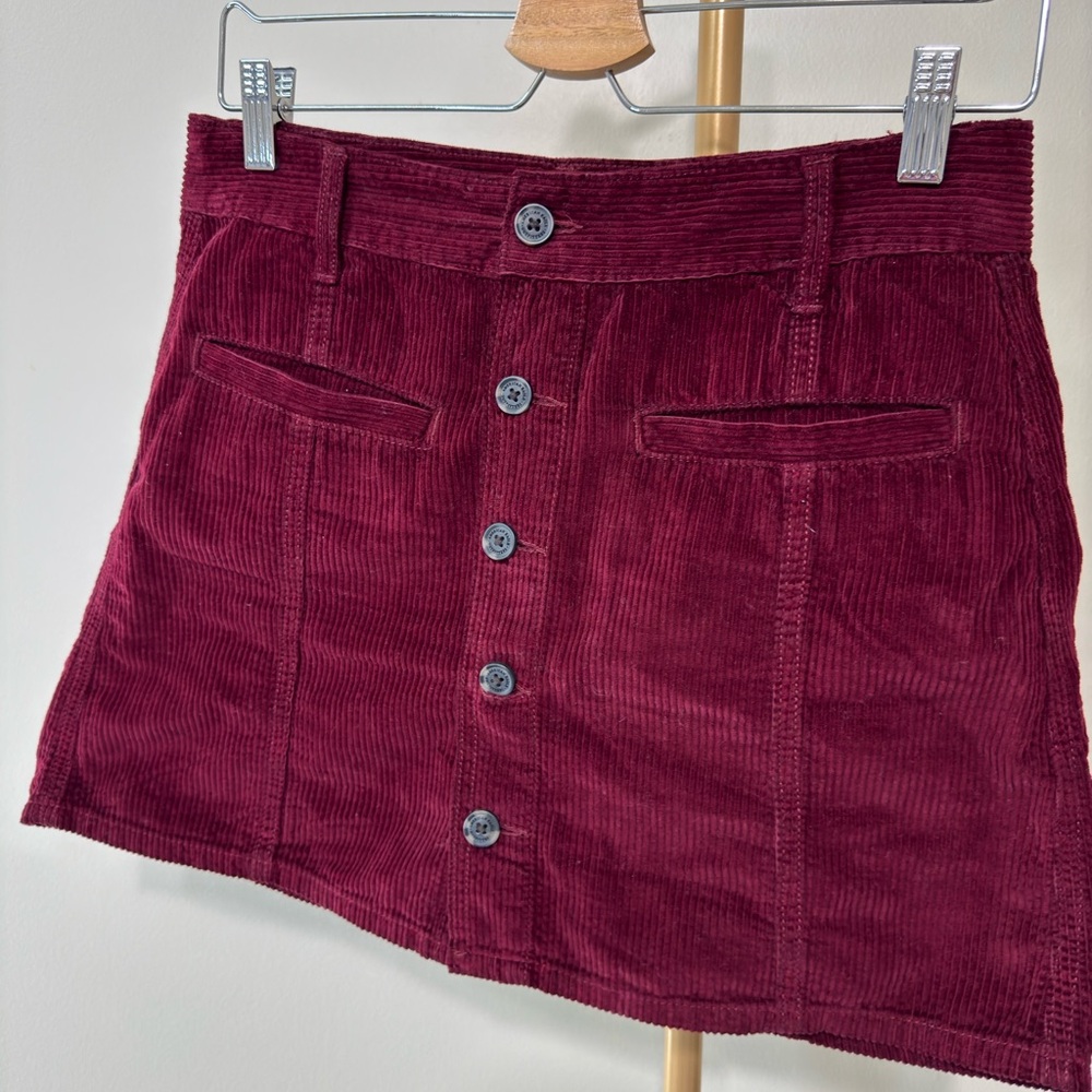 American Eagle Maroon Corduroy A-line Mini Skirt, 8